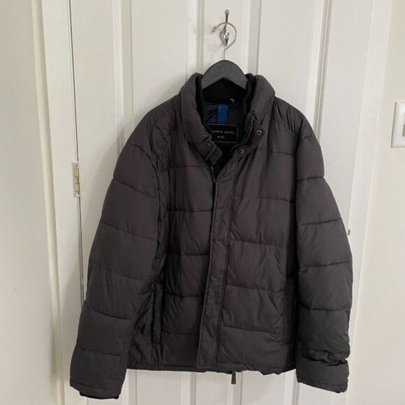 Men Andrew Marc Puffer Coat Mid Length in Dark Brown Size Extra Large - Picture 4 of 13